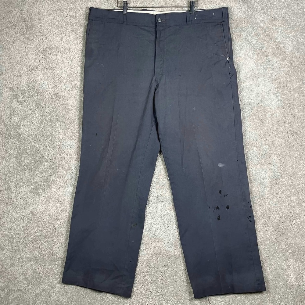 VTG Sears Perma Prest Work Pants Mens 42x29 Navy Blue Talon Zipper Distressed